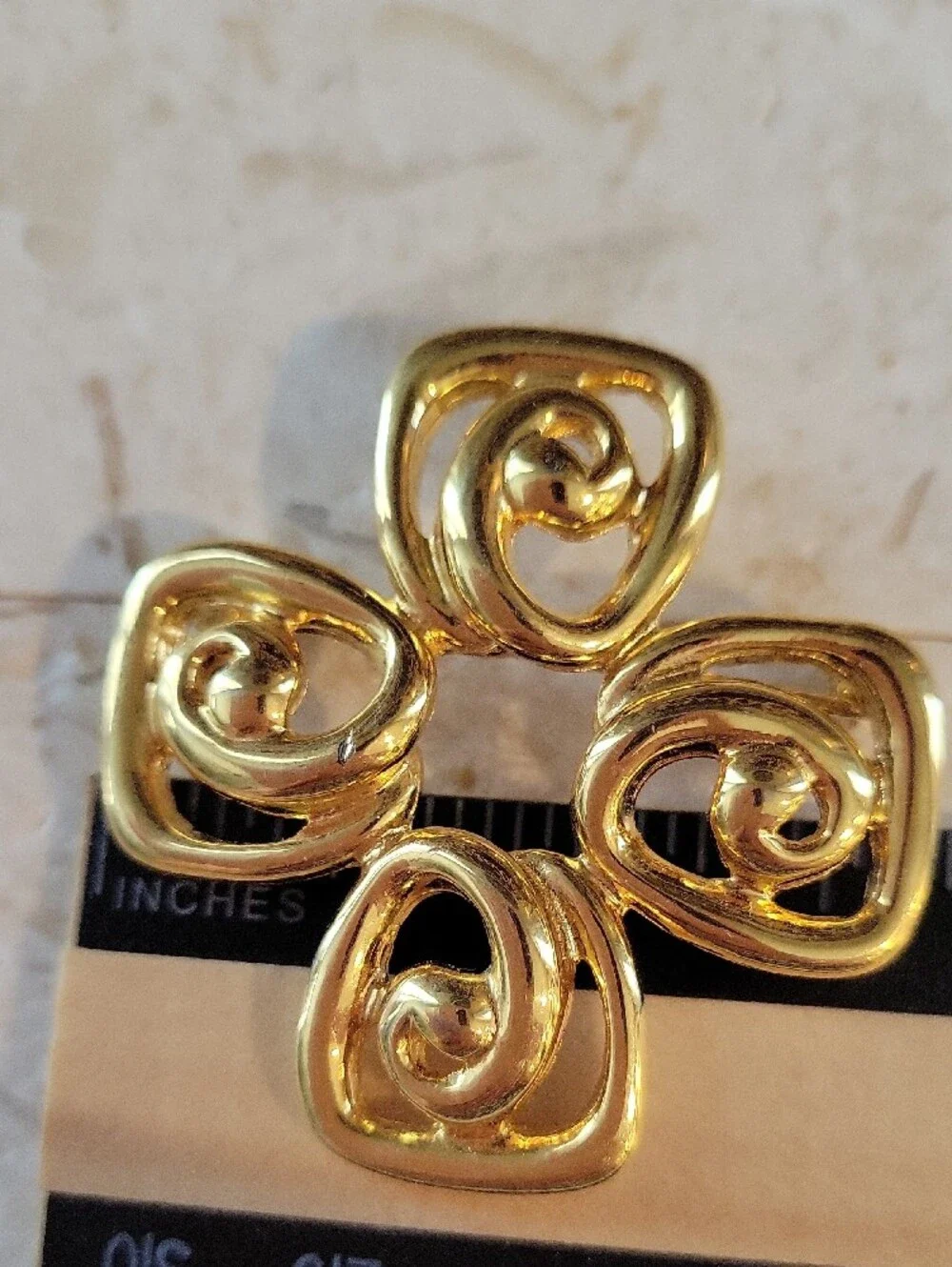 Anne Klein Gold-Tone Spiral Flower Brooch